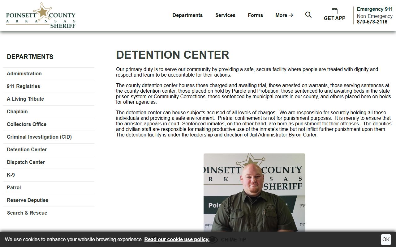 Poinsett County Detention Center official jail information page