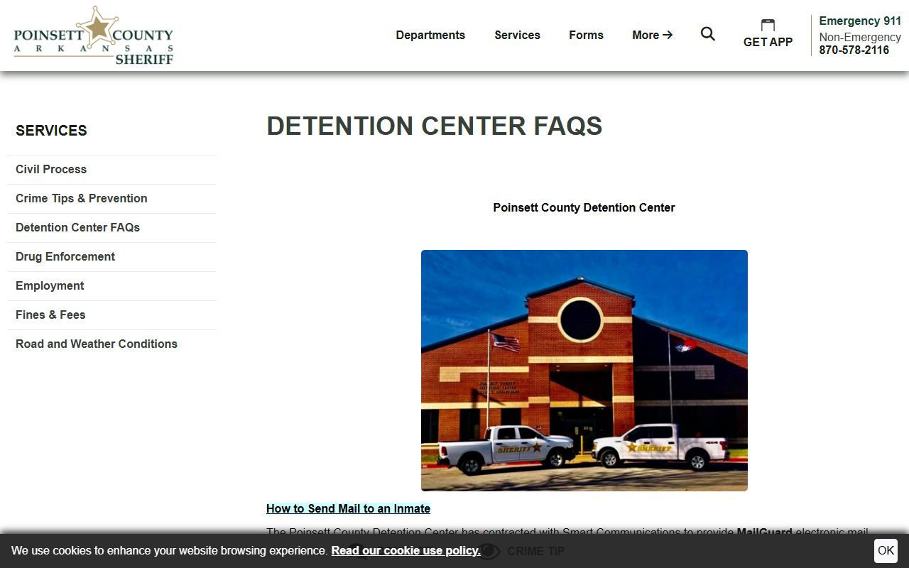 Poinsett County Detention Center MailGuard CSG Pay and Tiger Commissary rules